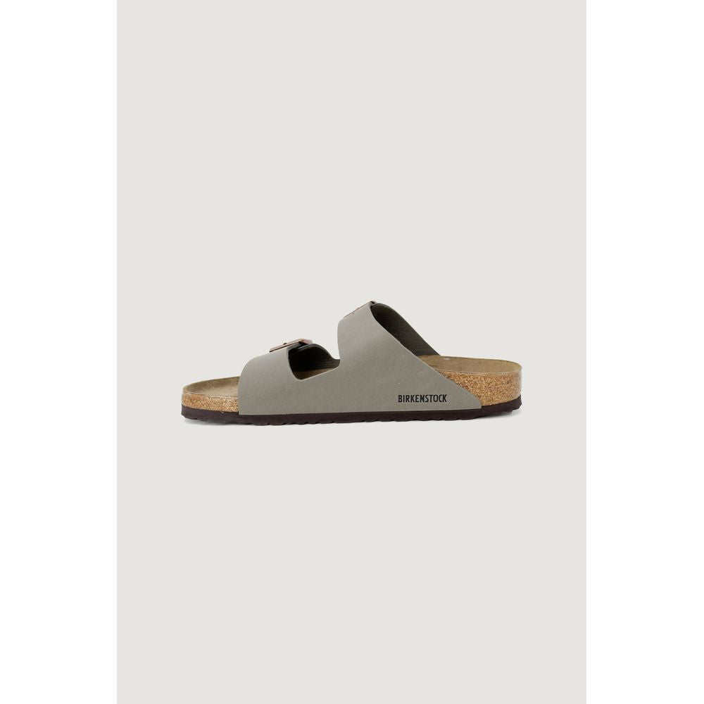 Birkenstock Graue Leder-Sandalen mit flachem Absatz