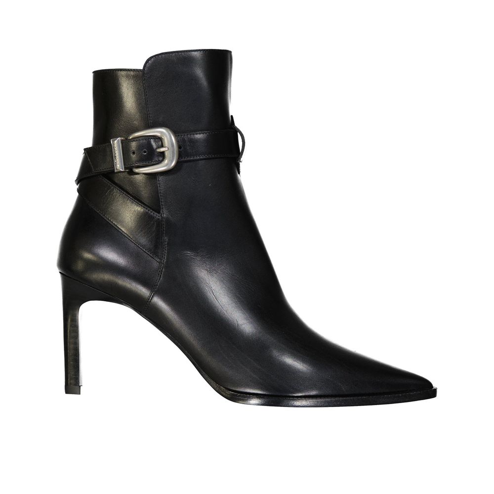 Celine Schwarze Kalbsleder-Stiefel mit hohem Absatz