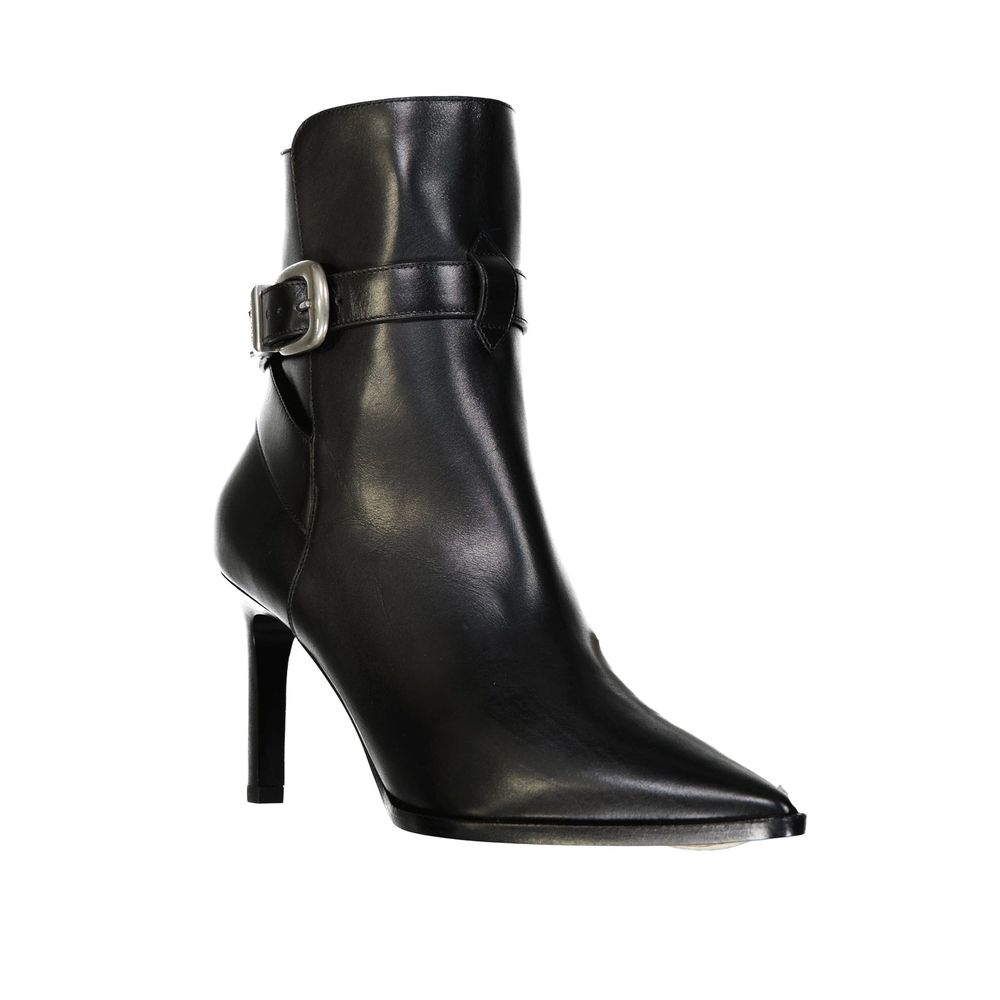 Celine Schwarze Kalbsleder-Stiefel mit hohem Absatz