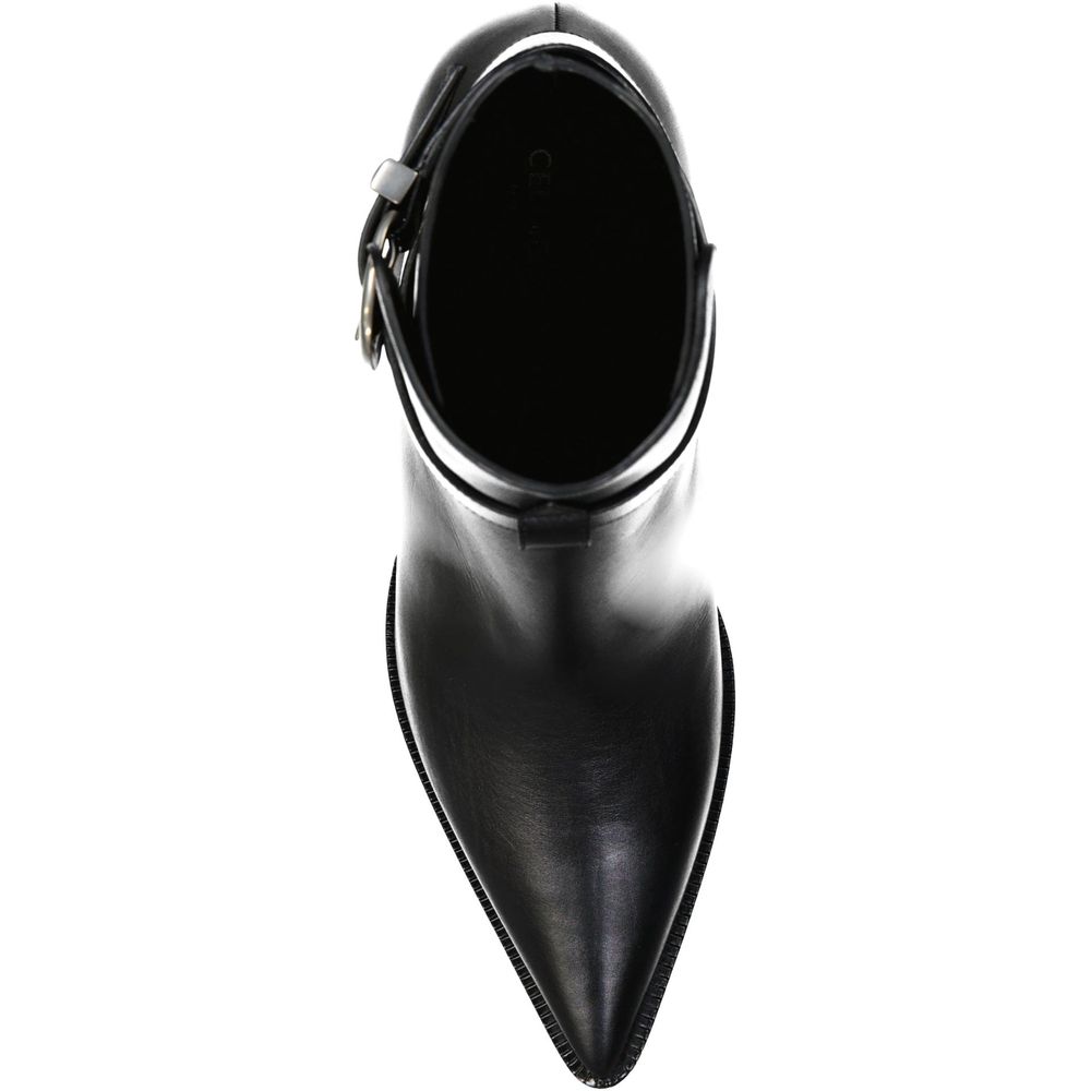 Celine Schwarze Kalbsleder-Stiefel mit hohem Absatz