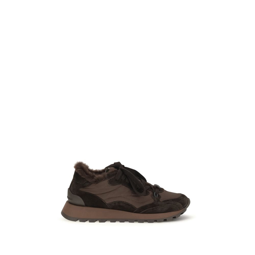 Brunello Cucinelli Schwarze Bos Taurus Kalbsleder Sneaker