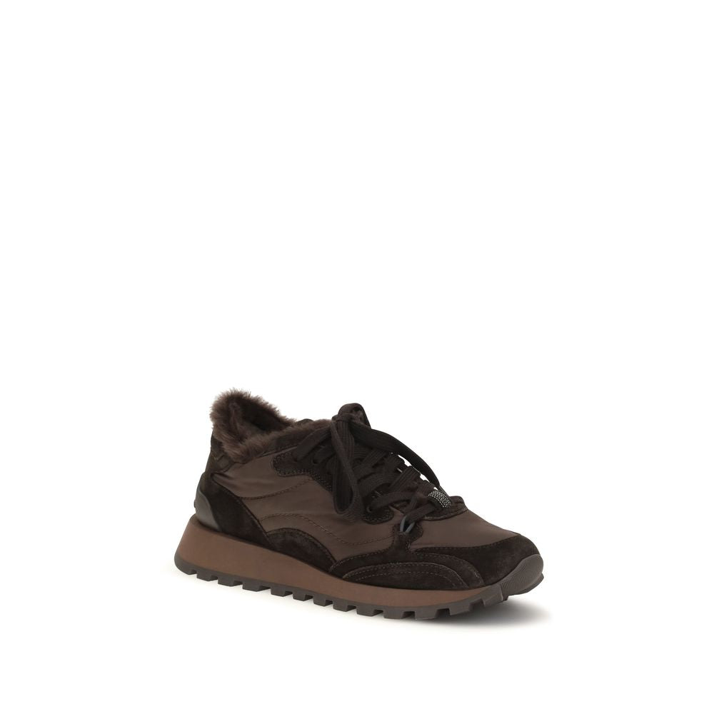 Brunello Cucinelli Schwarze Bos Taurus Kalbsleder Sneaker