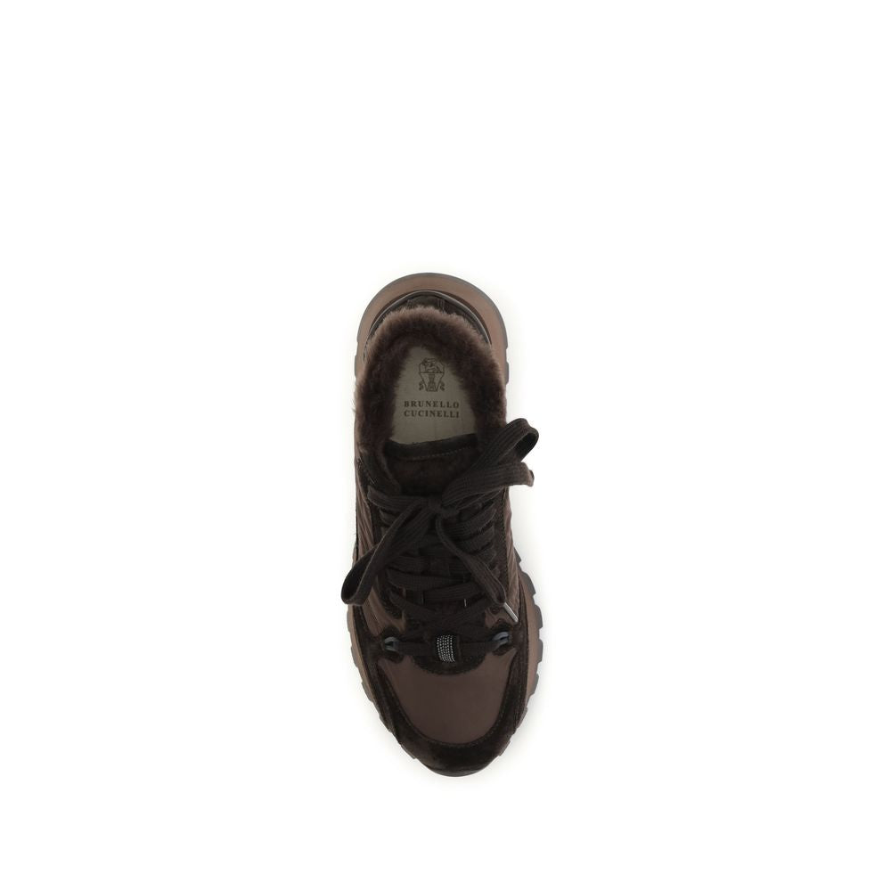 Brunello Cucinelli Schwarze Bos Taurus Kalbsleder Sneaker