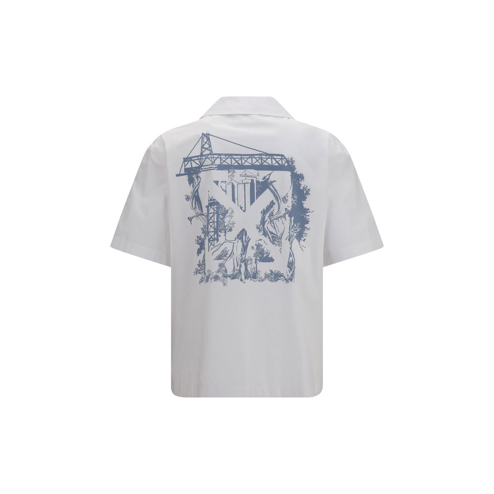 Off-White Weißes Baumwollhemd mit Muster
