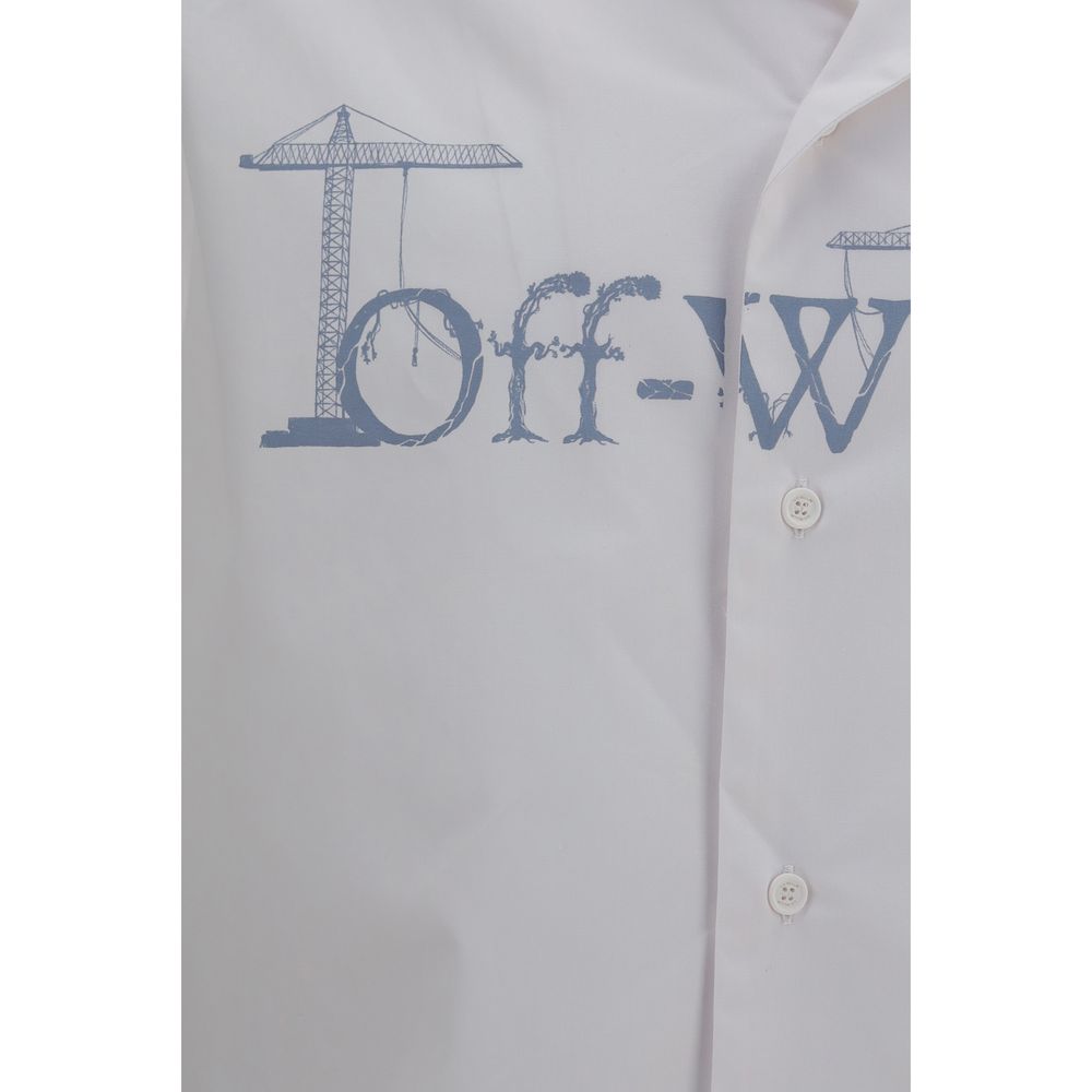 Off-White Weißes Baumwollhemd mit Muster