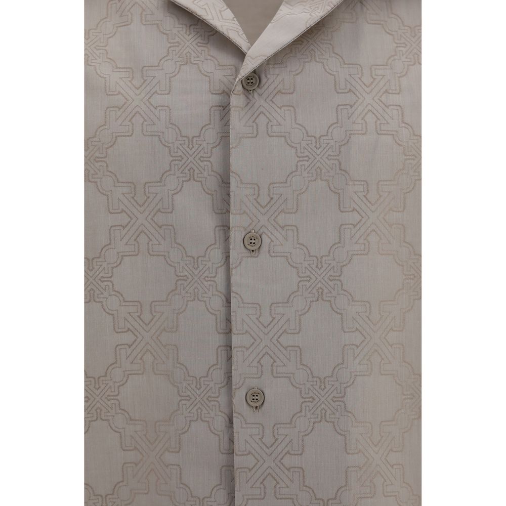 Off-White Beige Cotton Pattern Shirt