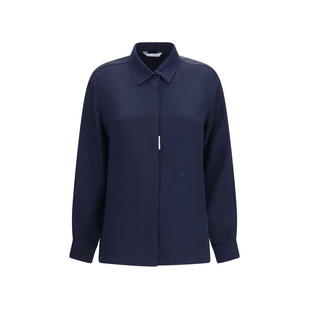 Max Mara Blaues Seidenhemd