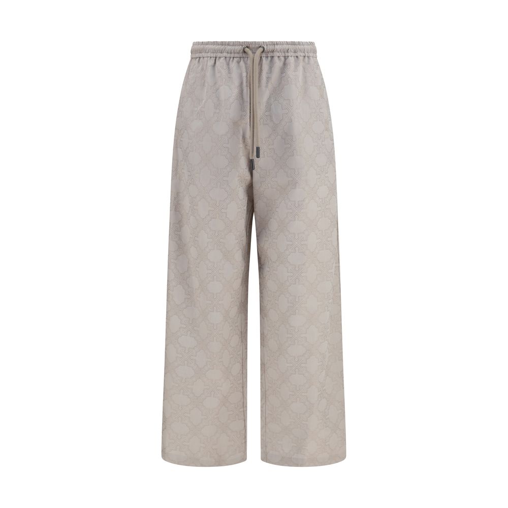 Off-White Beige Cotton Casual Pants