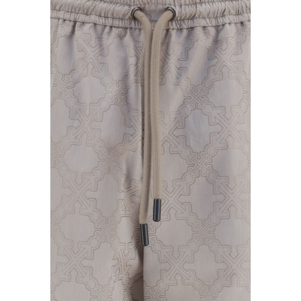 Off-White Beige Cotton Casual Pants