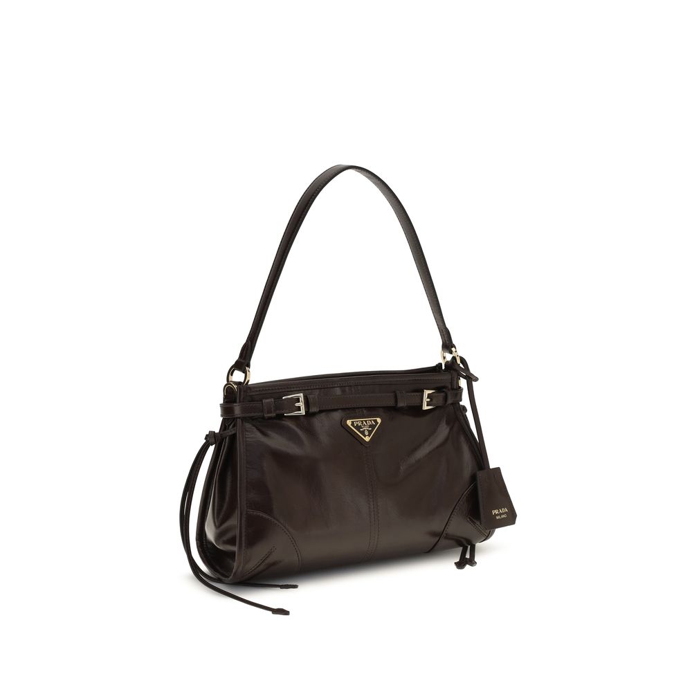 Prada Braune Kalbsleder Bos Taurus Handtasche