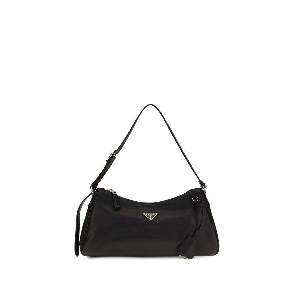 Prada Schwarze Bos Taurus Kalbsleder Schultertasche