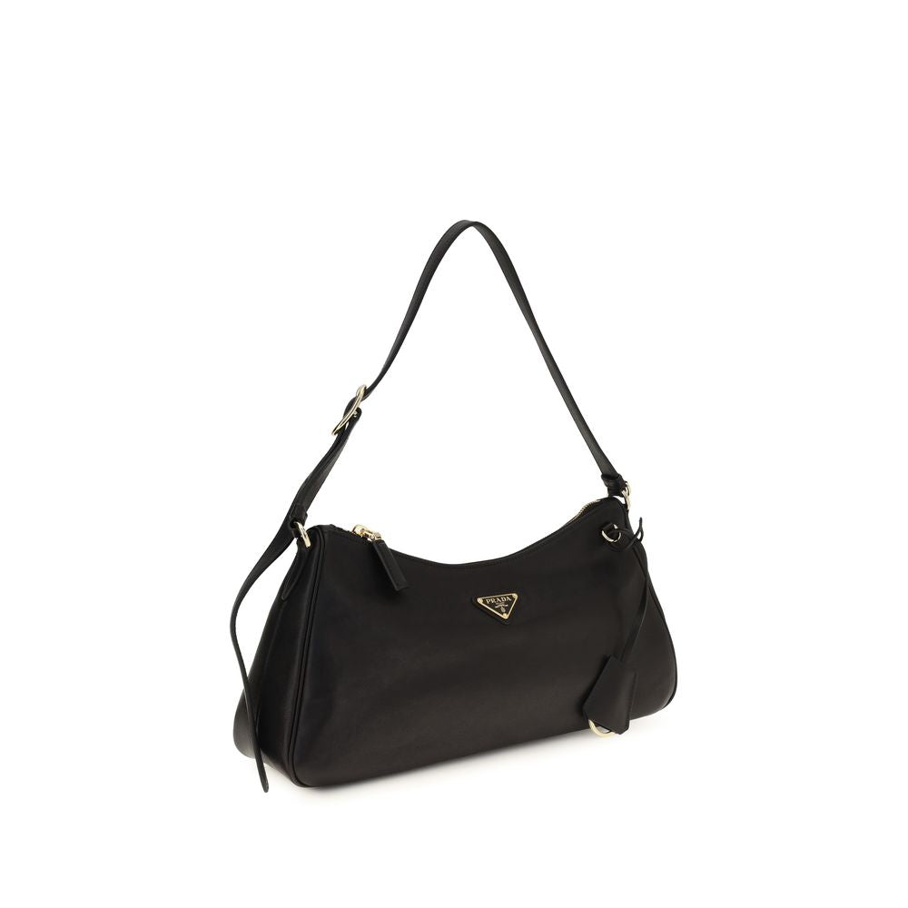 Prada Schwarze Bos Taurus Kalbsleder Schultertasche