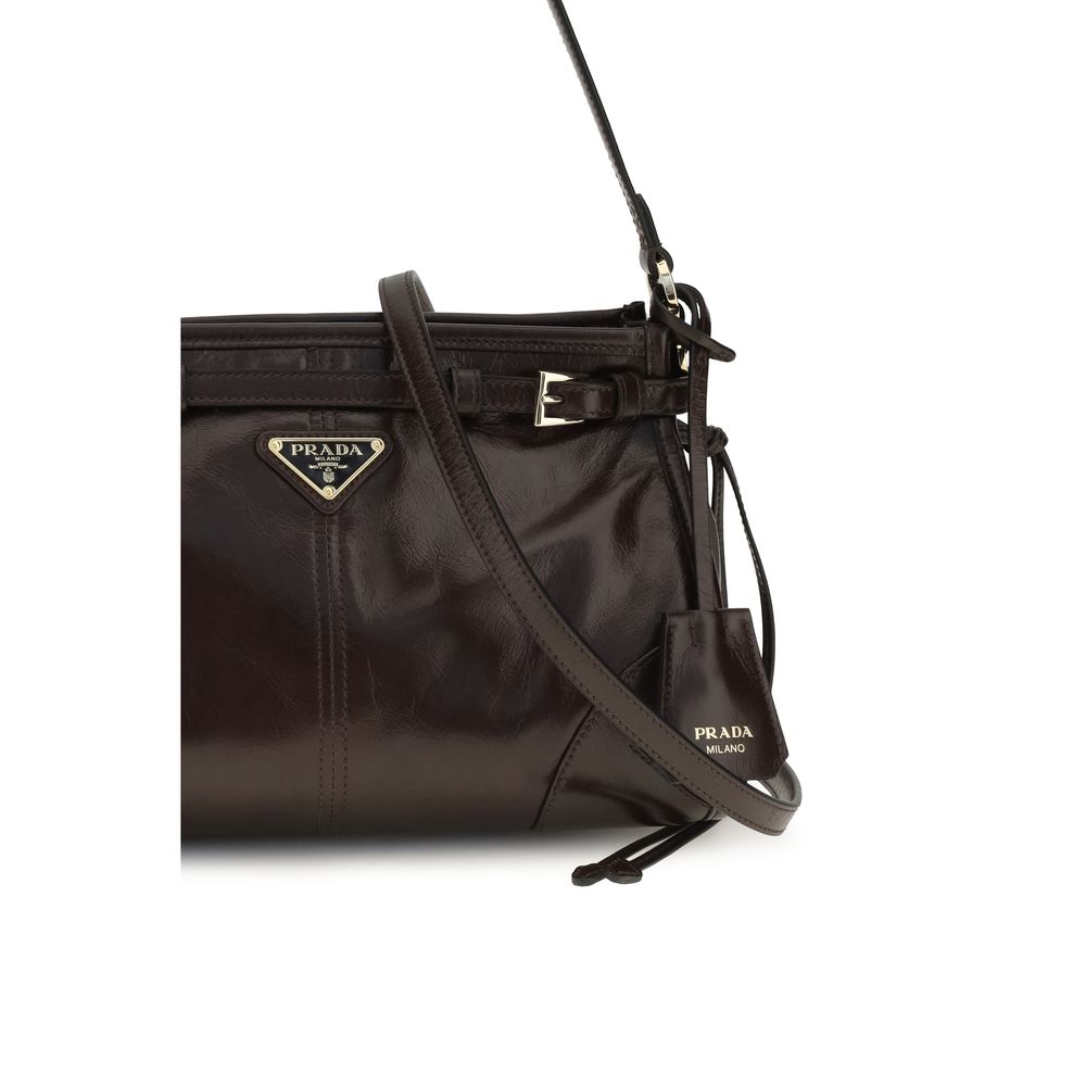 Prada Braune Kalbsleder Bos Taurus Handtasche