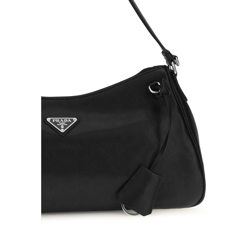 Prada Schwarze Bos Taurus Kalbsleder Schultertasche
