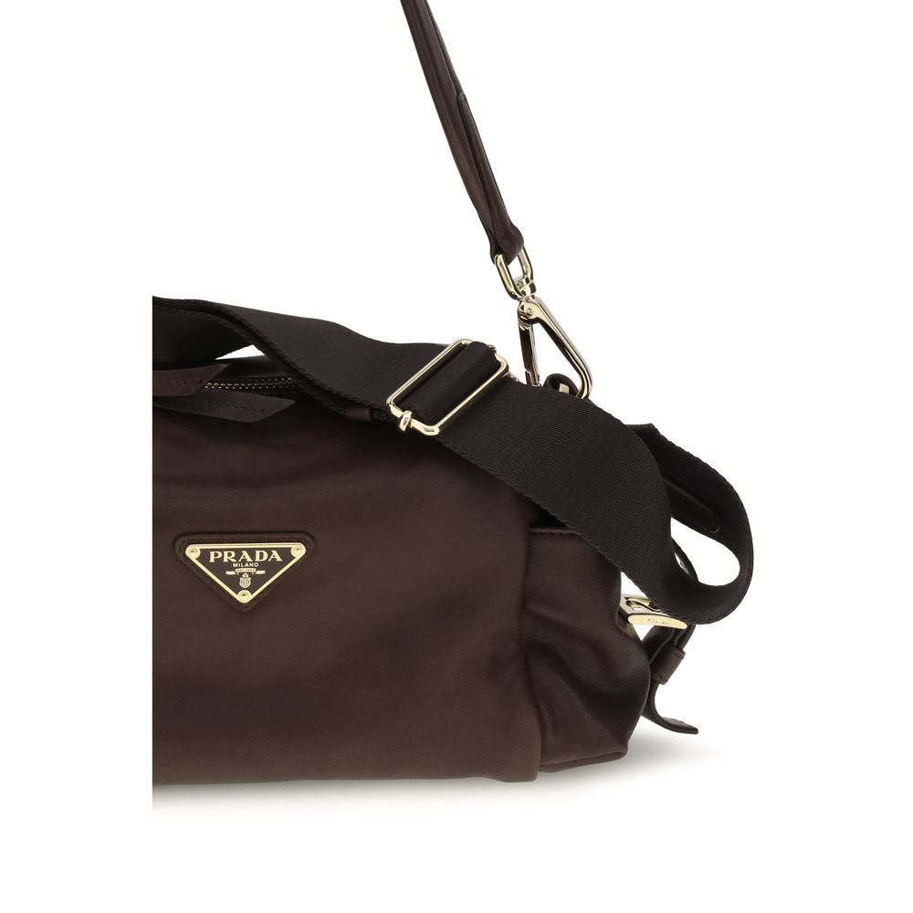 Prada Braune Napa Leder / Kalbsleder Schultertasche