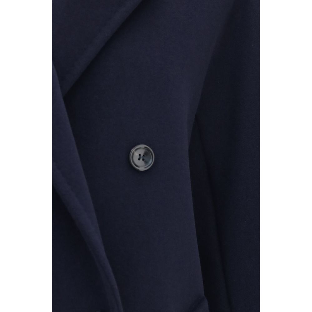 Max Mara Blaue Jacke aus Wolle Oves Aries in voller Länge