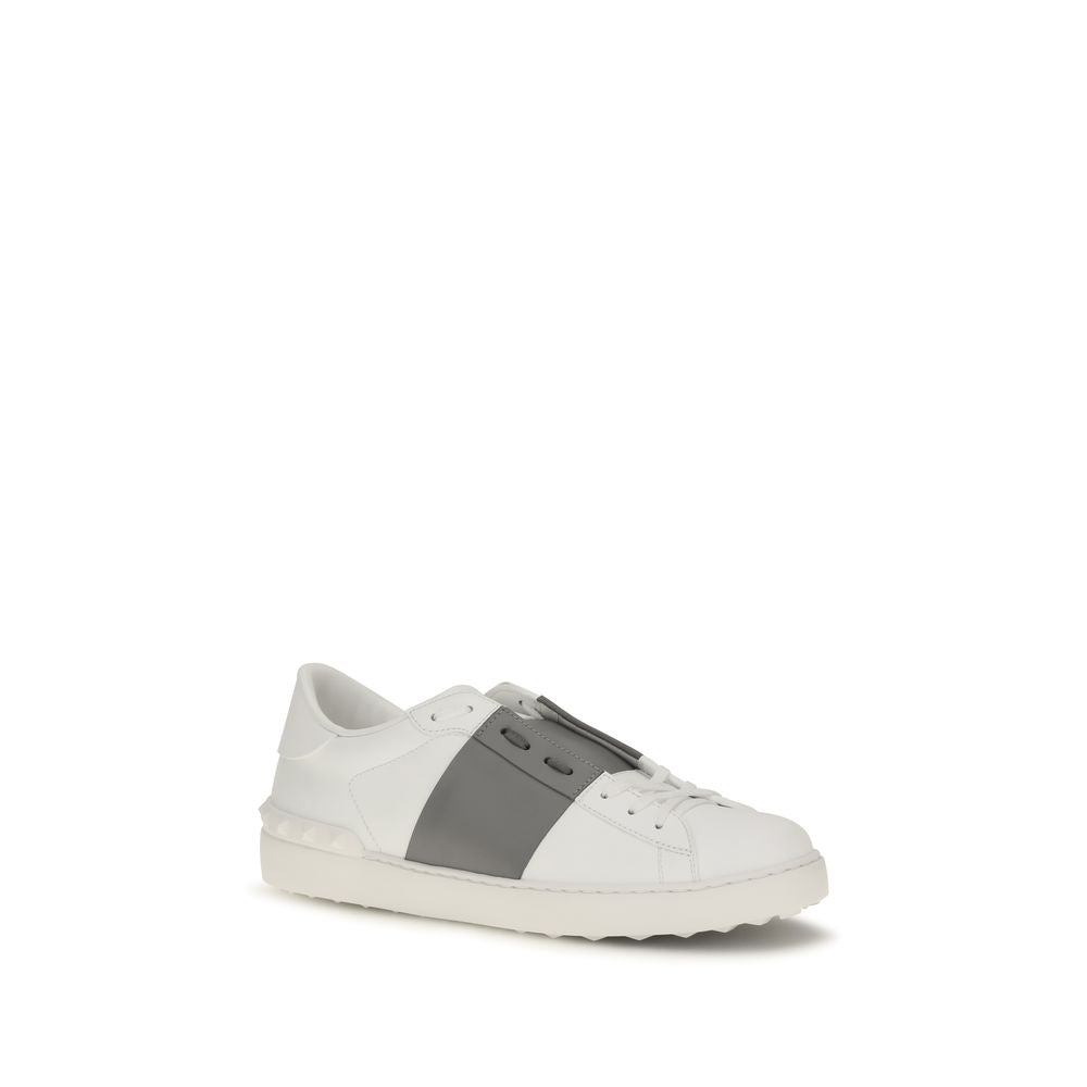 Valentino Garavani Silberne Kalbshaut Bos Taurus Sneakers mit niedrigem Schaft