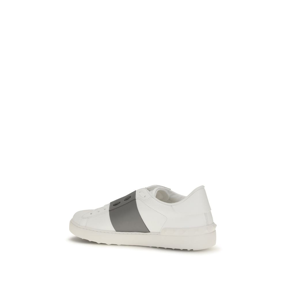 Valentino Garavani Silberne Kalbshaut Bos Taurus Sneakers mit niedrigem Schaft