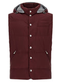 Brunello Cucinelli Ärmellose Jacke in Bordeaux aus Polyester