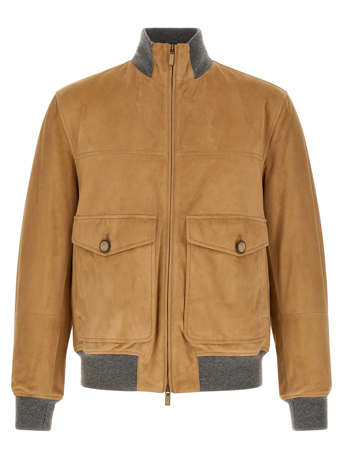 Brunello Cucinelli Beige Lammleder Lederjacke