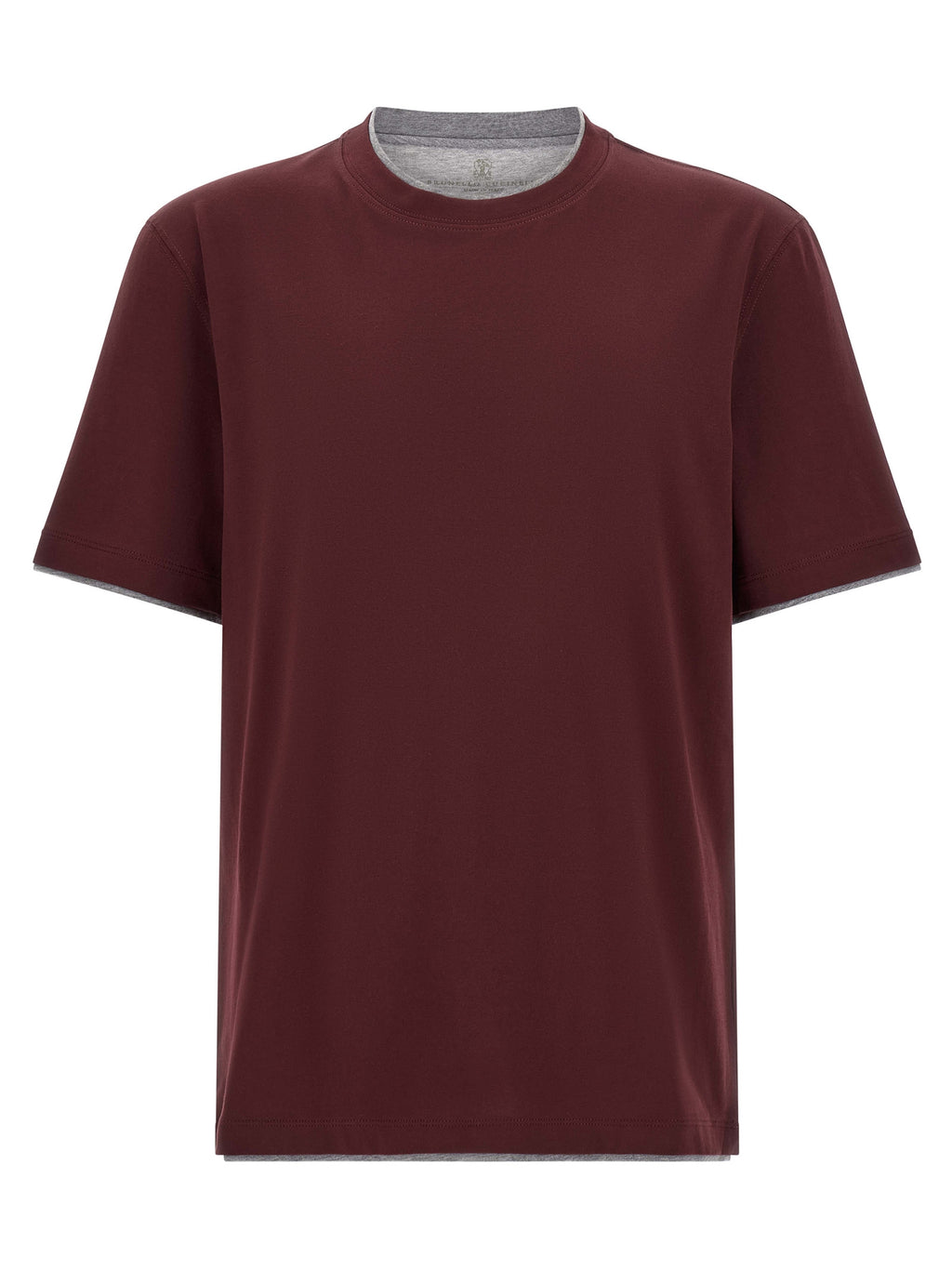 Brunello Cucinelli Bordeaux Baumwoll-T-Shirt