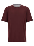 Brunello Cucinelli Bordeaux Baumwoll-T-Shirt
