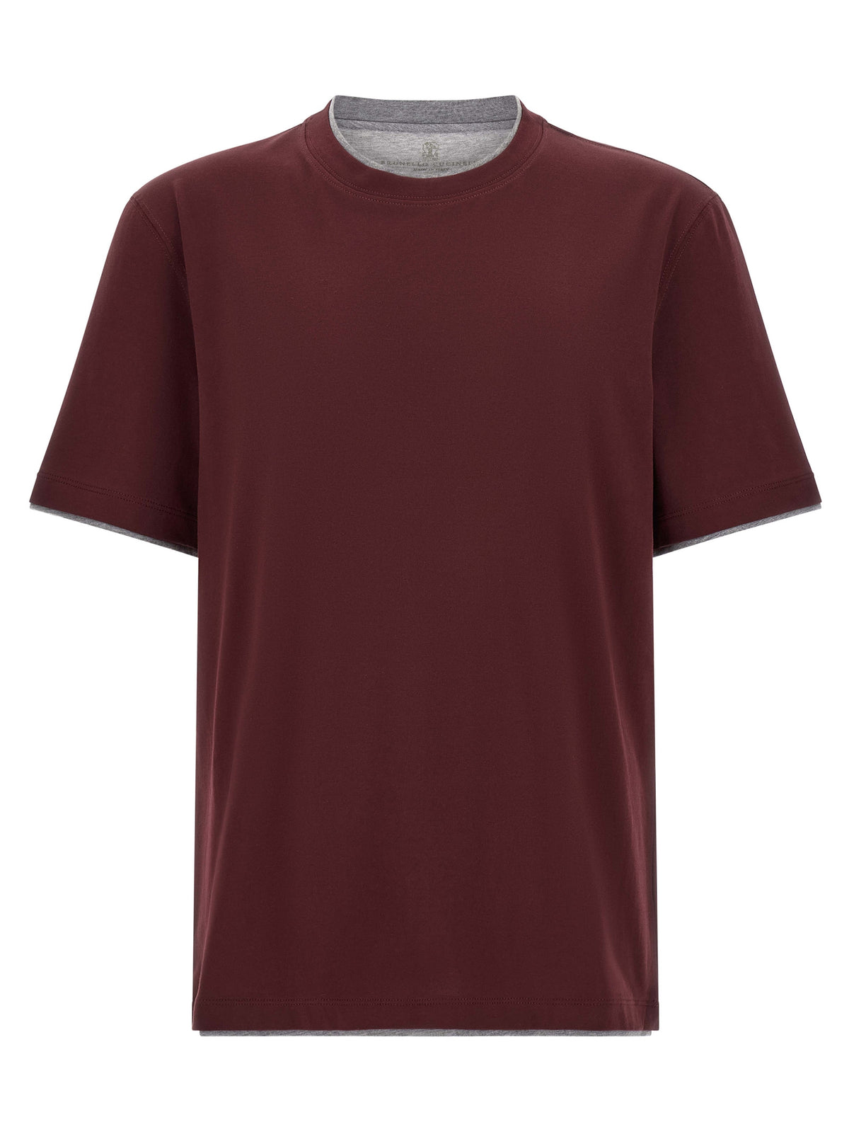 Brunello Cucinelli Bordeaux Baumwoll-T-Shirt