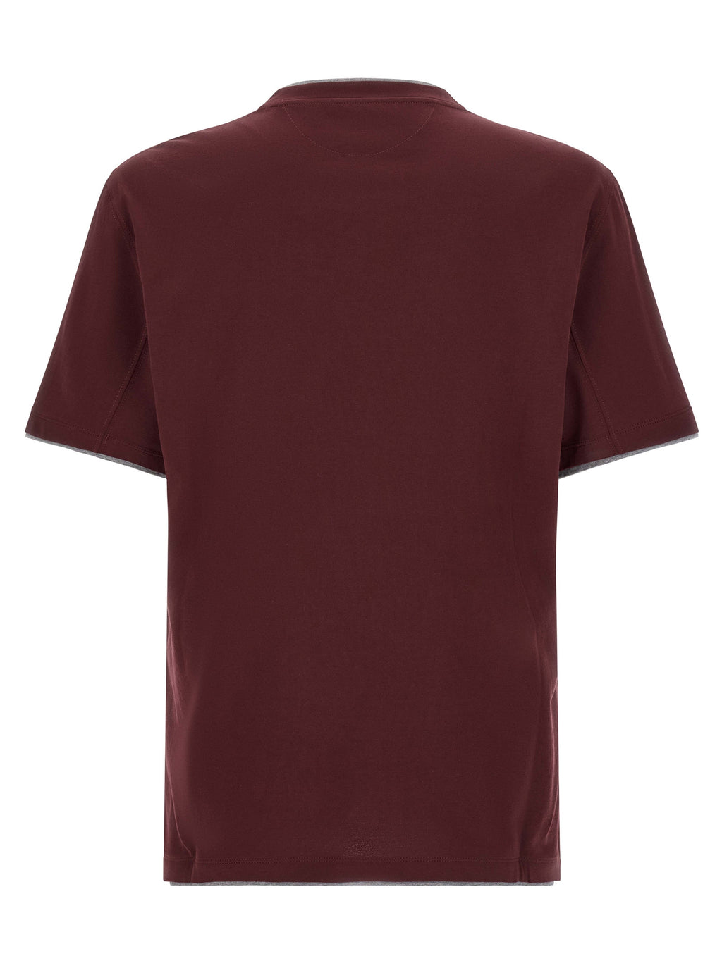 Brunello Cucinelli Bordeaux Baumwoll-T-Shirt