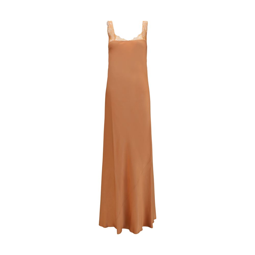 Forte_Forte Langes Kleid aus beigem Acetat