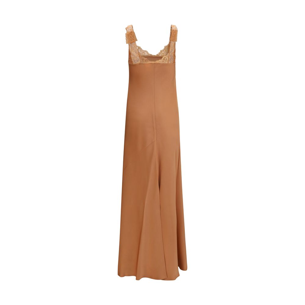 Forte_Forte Langes Kleid aus beigem Acetat