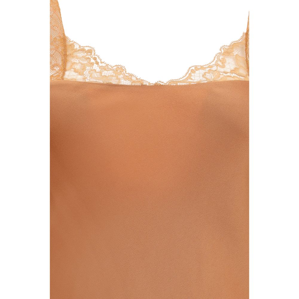 Forte_Forte Langes Kleid aus beigem Acetat
