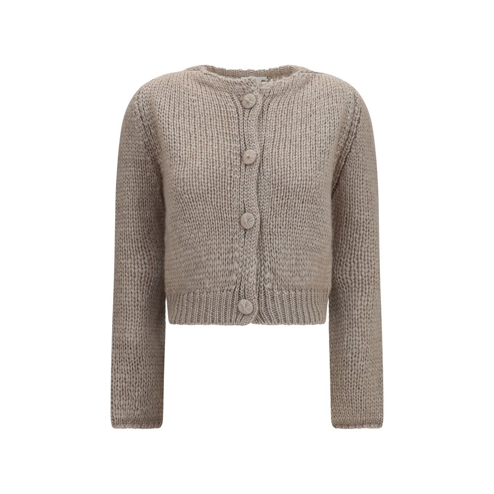 Forte_Forte Beige Seidenstrickjacke