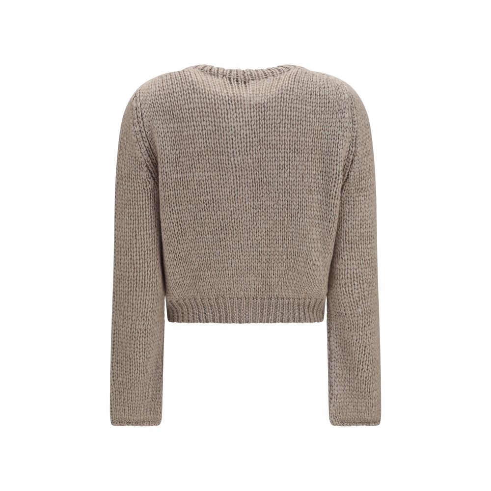 Forte_Forte Beige Seidenstrickjacke