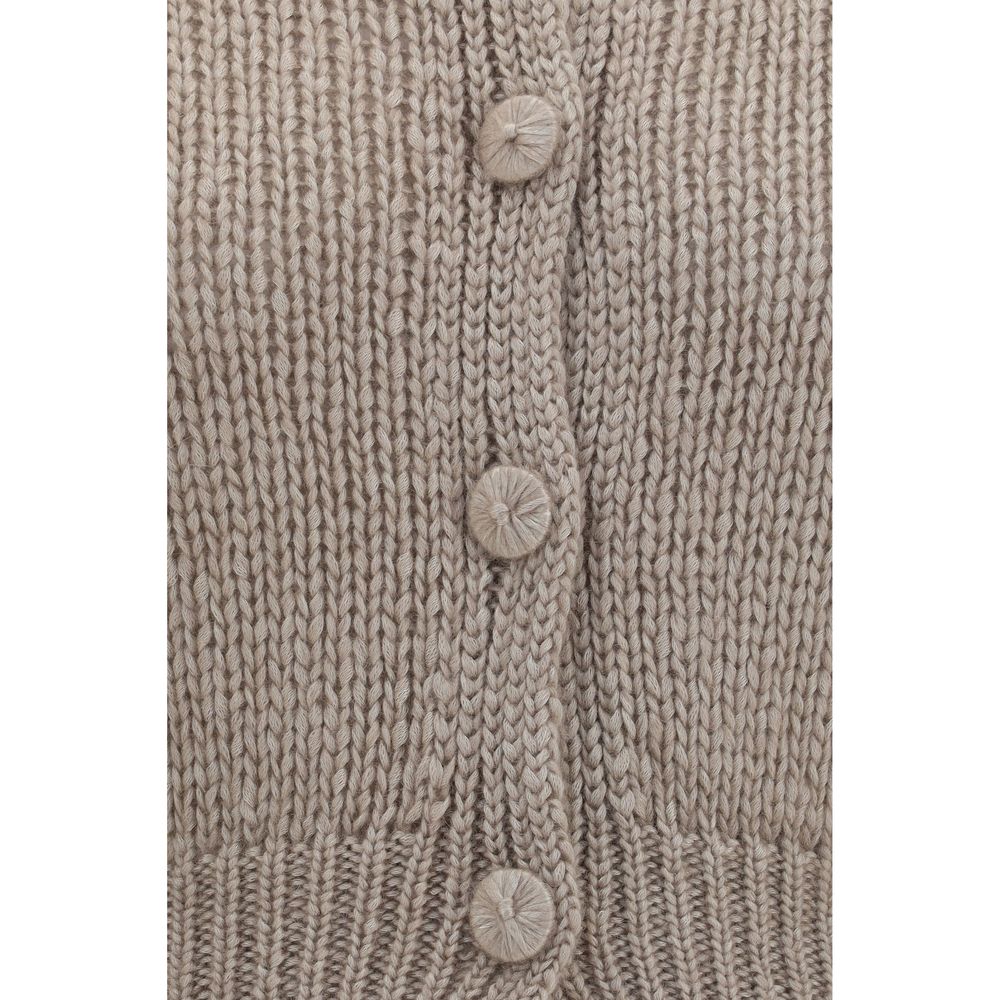 Forte_Forte Beige Seidenstrickjacke