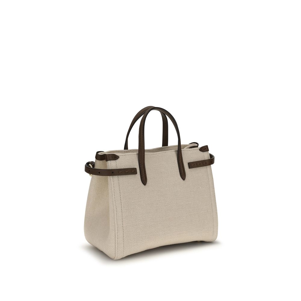 Valentino Garavani Beige Leinen Schultertasche