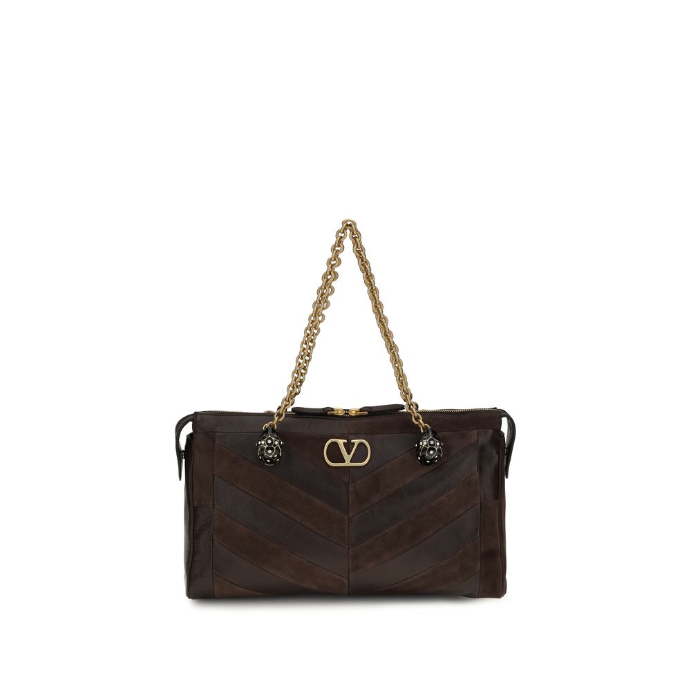 Valentino Garavani Braune Kalbsleder Bos Taurus Schultertasche