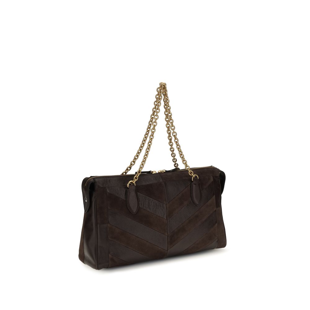 Valentino Garavani Braune Kalbsleder Bos Taurus Schultertasche