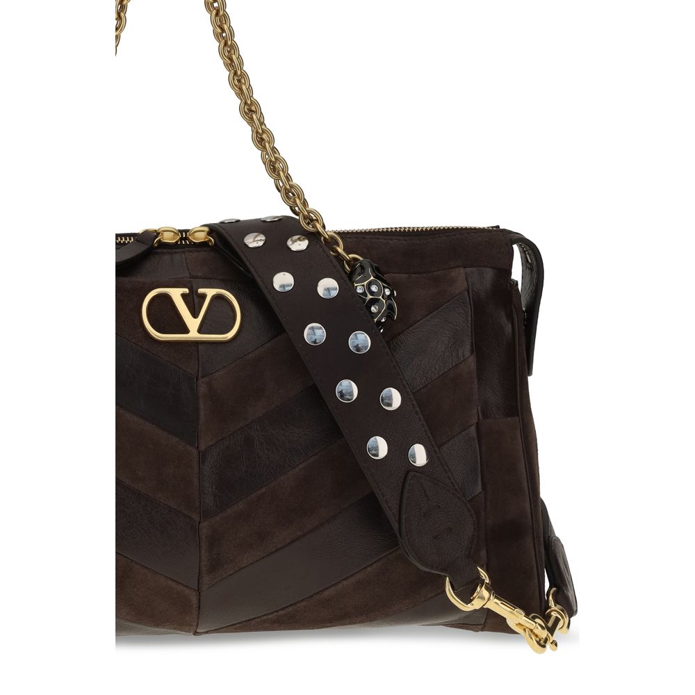 Valentino Garavani Braune Kalbsleder Bos Taurus Schultertasche