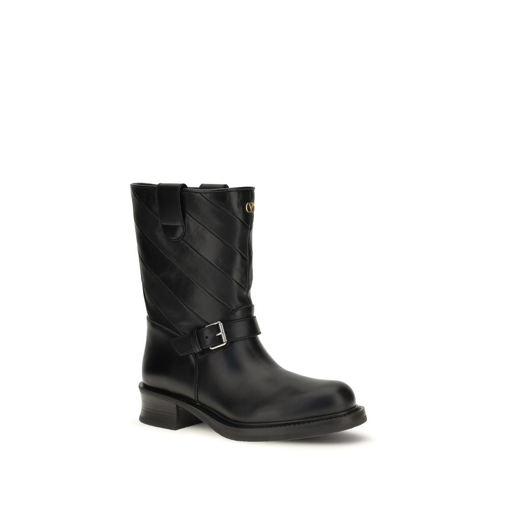 Valentino Garavani Schwarze Ankle Boots aus Kalbsleder Bos Taurus