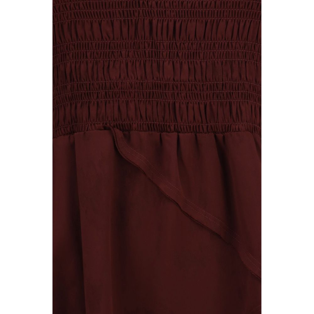 Ganni Bordeaux-farbenes Freizeitkleid aus Acetat