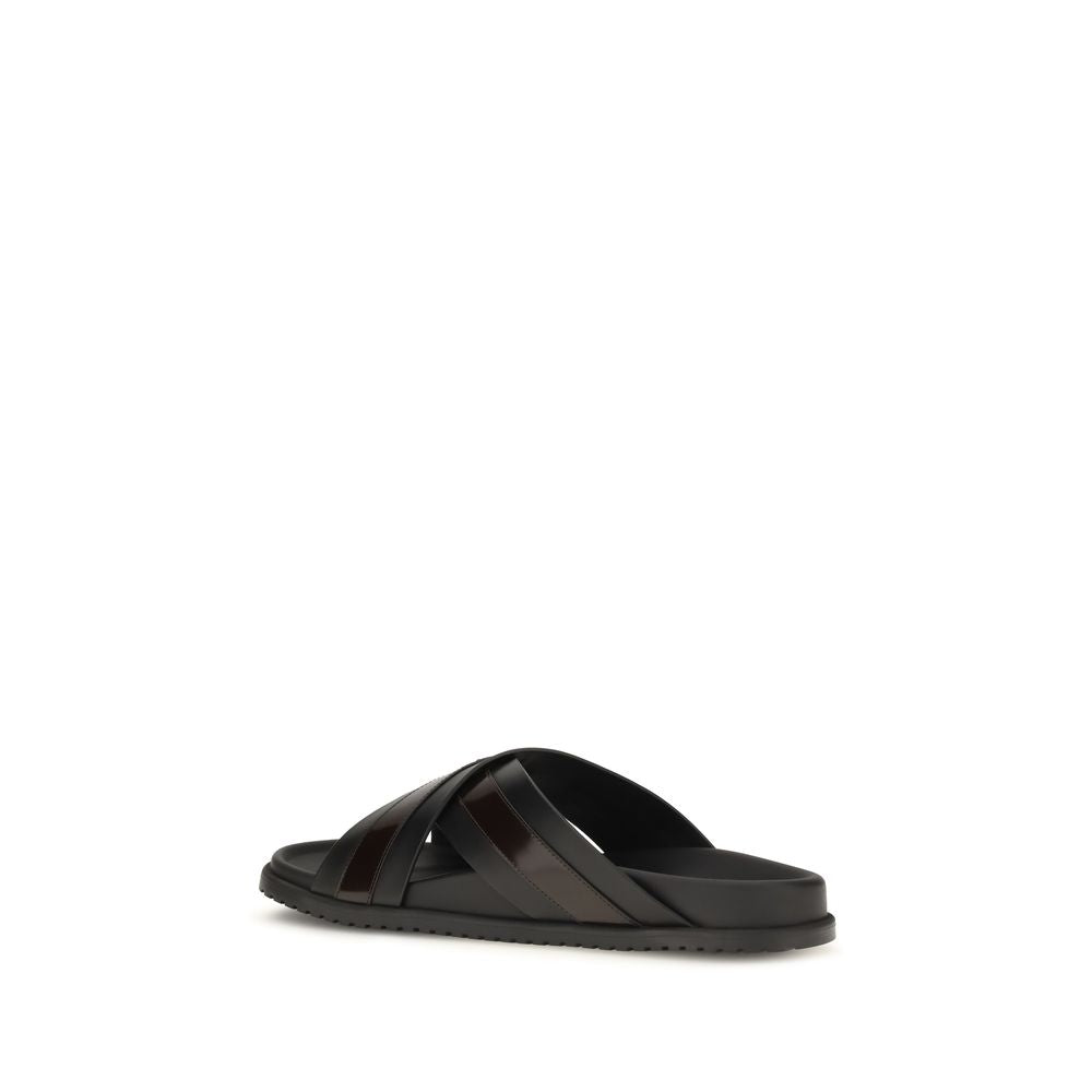 Dolce & Gabbana Schwarze Bos Taurus Sandalen aus Kalbsleder