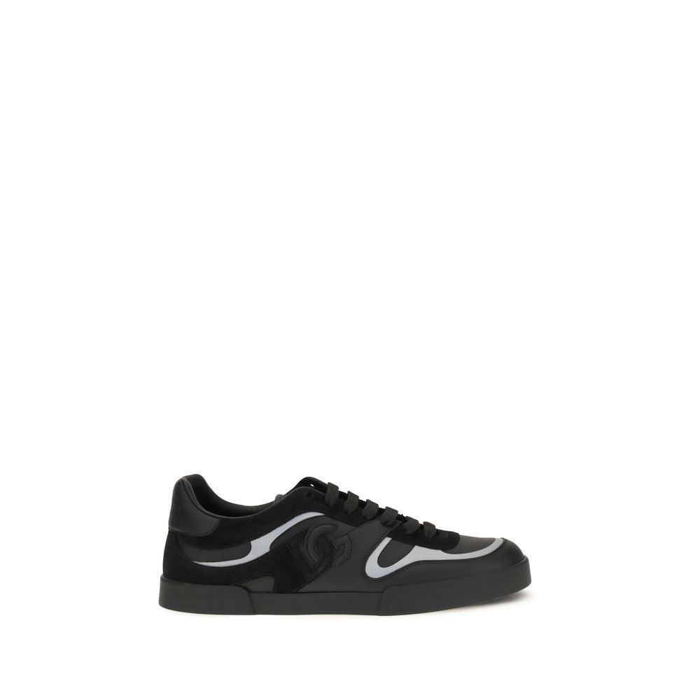 Dolce & Gabbana Schwarze Bos Taurus Kalbsleder-Sneakers