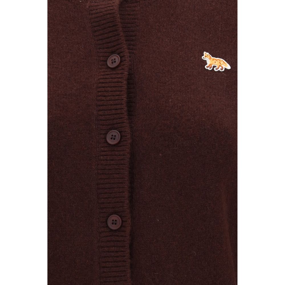 Maison Kitsuné Brauner Woll Cardigan Oves Aries