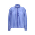 Forte_Forte Blaue Baumwollbluse