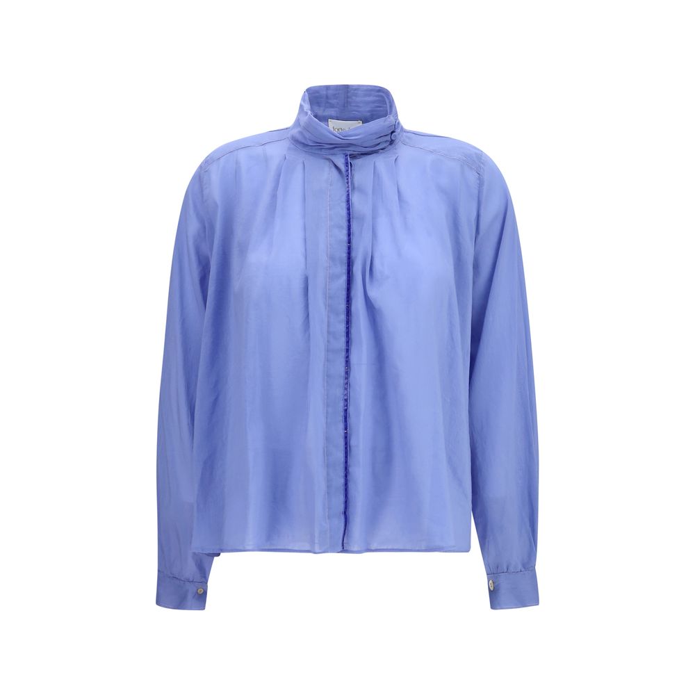 Forte_Forte Blaue Baumwollbluse