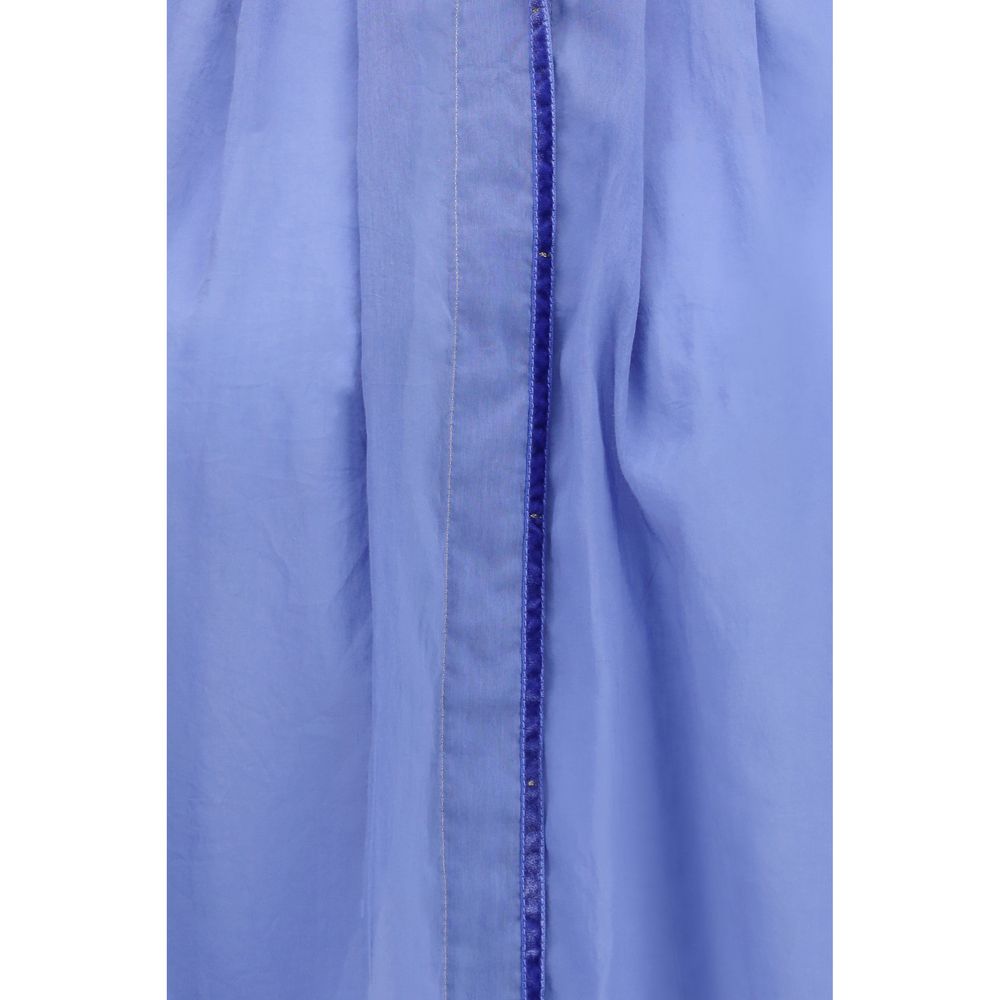 Forte_Forte Blaue Baumwollbluse