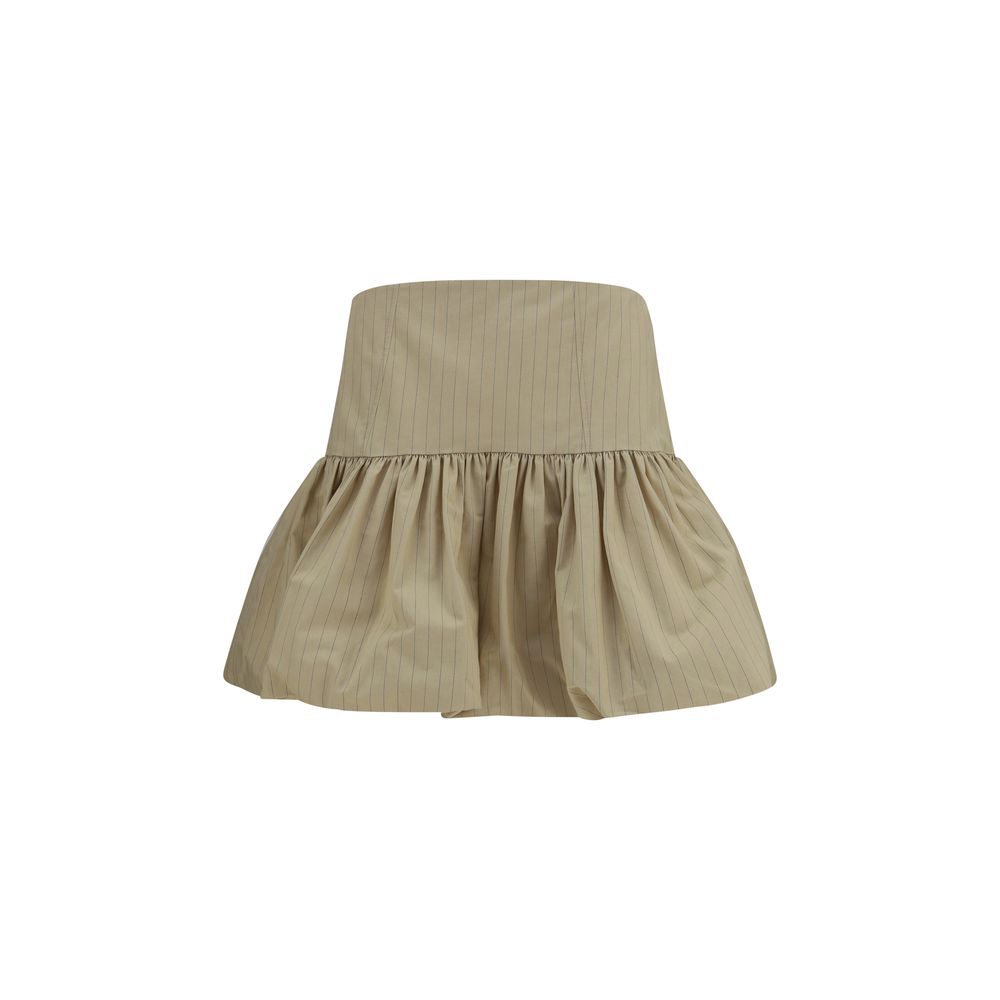 Ganni Beige Cotton Mini Skirt