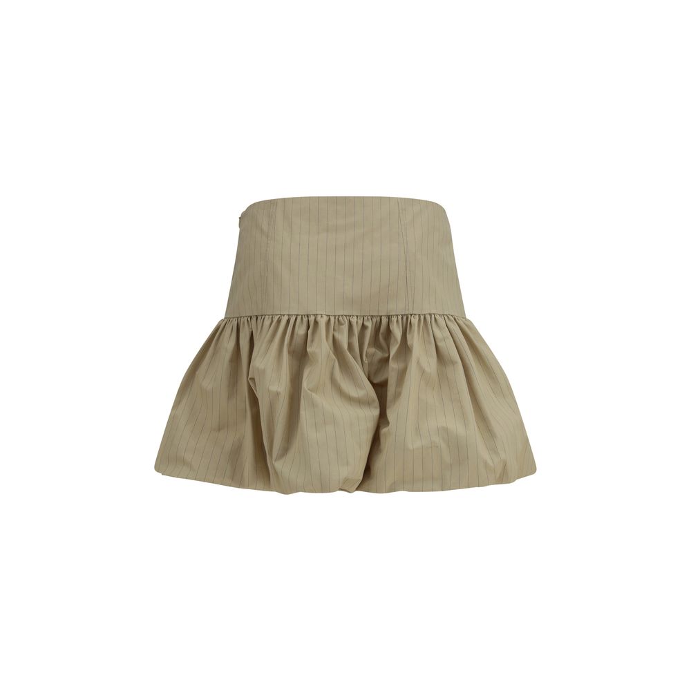 Ganni Beige Cotton Mini Skirt