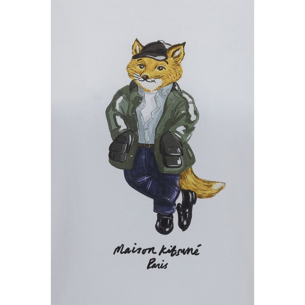 Maison Kitsuné Weißes Baumwoll-T-Shirt