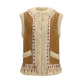Valentino Garavani Ärmellose Jacke aus Lammleder in Beige Ovis Aries Aries